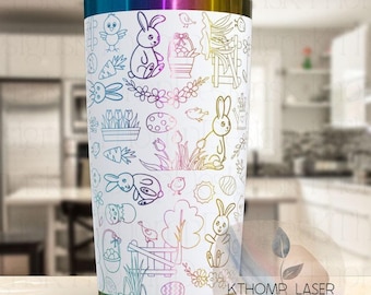 Easter Bunny Doodles Laser Engraved 20oz / 30oz Tumbler With Slide Closure Lid, Custom Seamless Tumbler, Double Wall Insulated Cup
