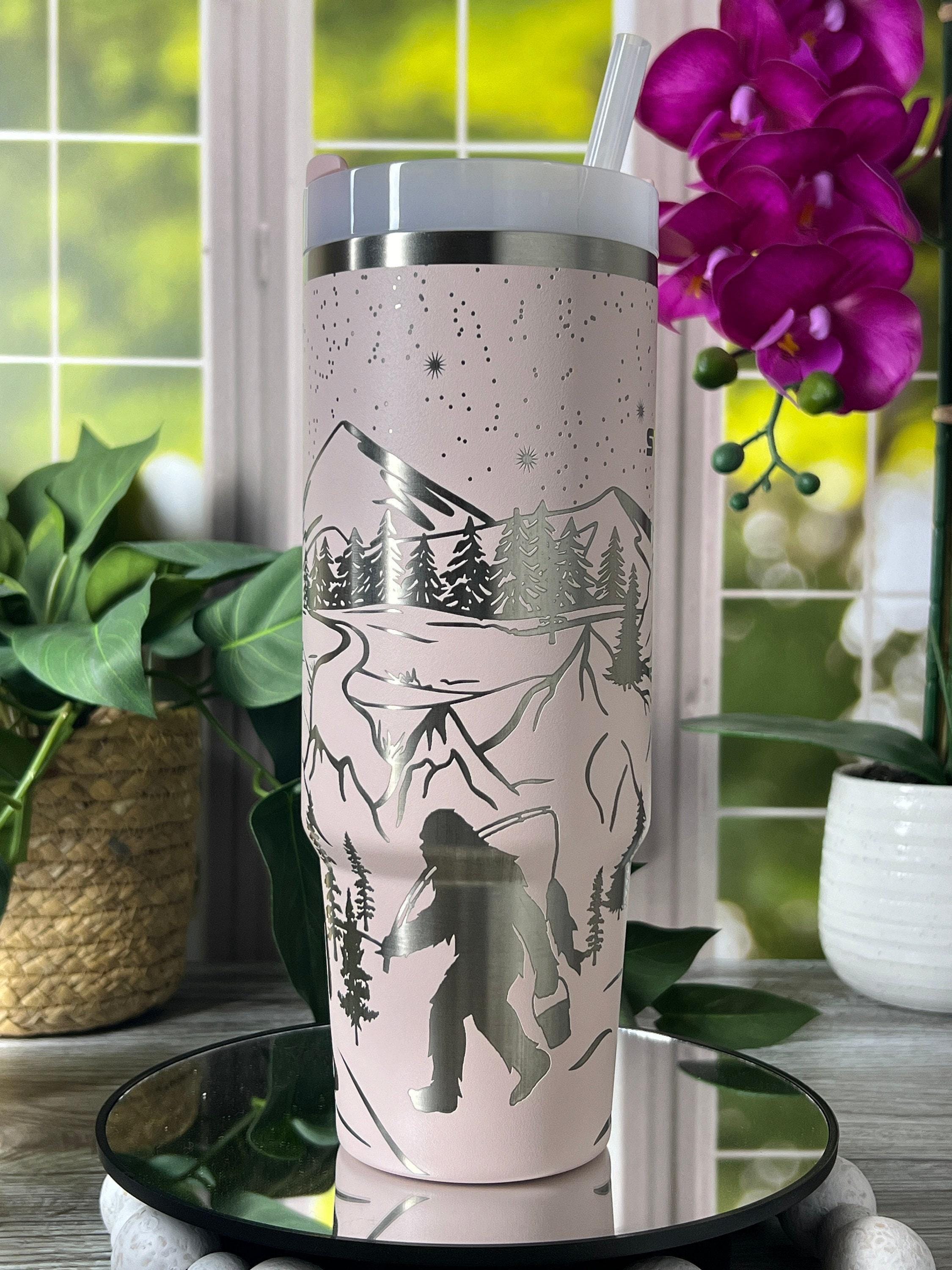 Funny Bigfoot Tumbler | Snarky Sasquatch 40oz Cup | Mountain Scene