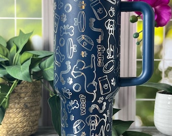 Great Danes Laser Engraved 40oz Tumbler with Handle, Insulated Cup