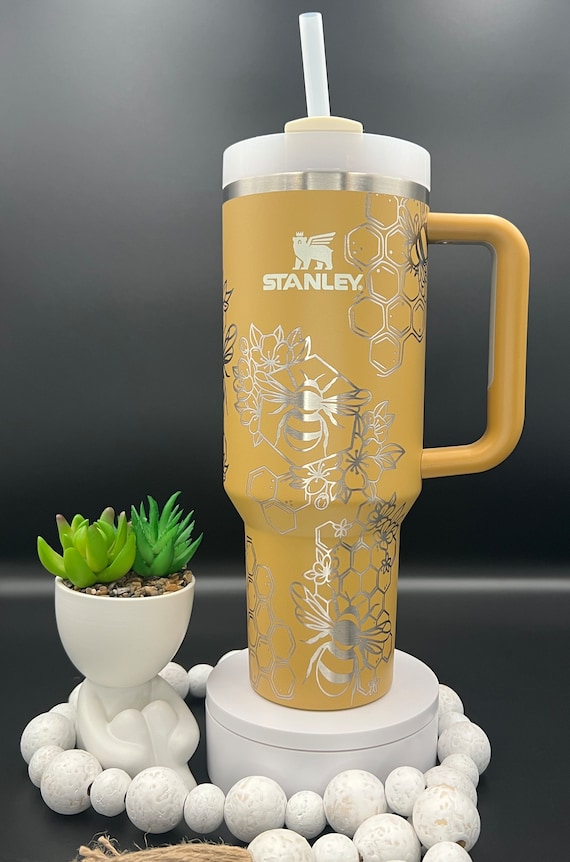 40 Oz Powder Coated Tumblers With Handle Laser Etching Vinyl