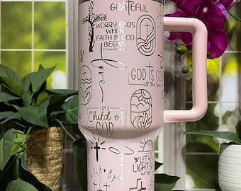 Religious Faith Laser Engraved Tumbler, 30oz and 40oz Insulated Stainless Steel Travel Cup