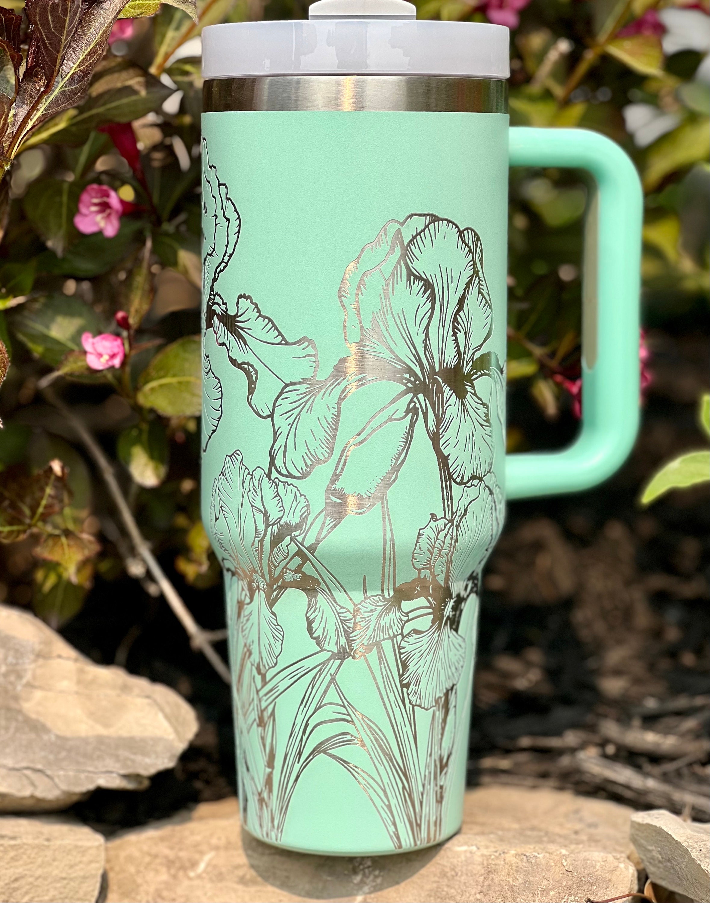 Iris Made to Order-Laser Engraved 40oz Quencher Tumbler-Full Wrap De –  Island Jungle Designs