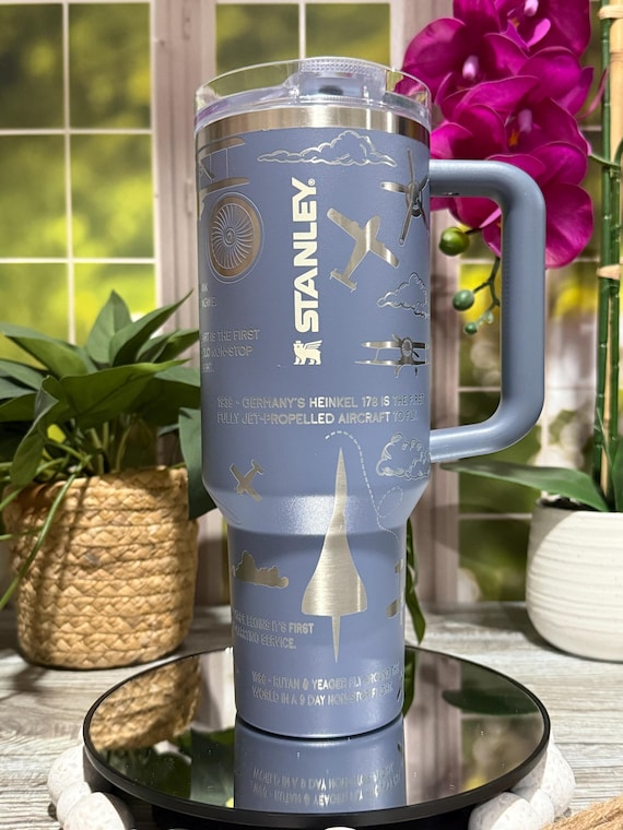 Aviation History Laser Engraved Tumbler, 30oz or 40oz Insulated Stainless Steel Travel Cup