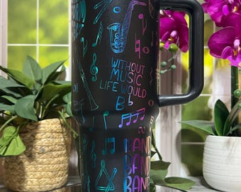 Band Mom Laser Engraved Tumbler, 30oz or 40oz Insulated Stainless Steel Travel Cup