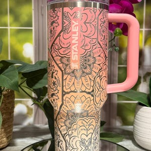 Cuss Word Mandala Tumbler | F*ck Mandala 40oz Cup | Funny Gift for Her | Laser Engraved Seamless Tumbler | Insulated with Handle