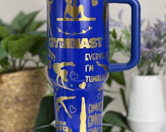Laser Engraved Gymnastics Tumbler, 40oz Insulated Stainless Steel Travel Cup