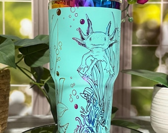 Axolotl-lasergegraveerde beker van 20 oz of 30 oz met schuifsluiting