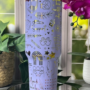 Social Worker Gift Tumbler | 40oz Laser Engraved Cup | Custom Seamless Mug with Handle | Appreciation Gift | Insulated image 2