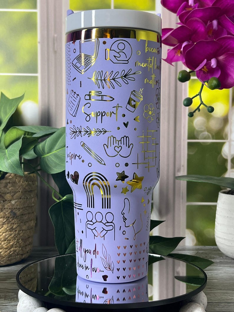 Social Worker Gift Tumbler | 40oz Laser Engraved Cup | Custom Seamless Mug with Handle | Appreciation Gift | Insulated image 2