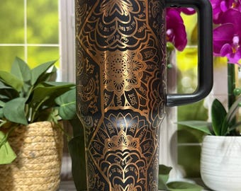 Faith Mandala Religious Laser Engraved Tumbler, 30oz or 40oz Insulated Stainless Steel Travel Cup