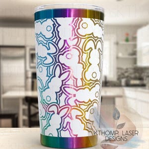 Laser Engraved Bunny Tumbler, Seamless Design, Double Wall Insulated, 20oz/30oz image 1