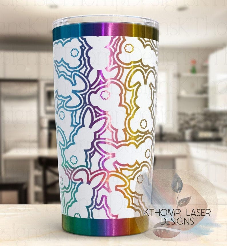 Laser Engraved Bunny Tumbler, Seamless Design, Double Wall Insulated, 20oz/30oz image 1