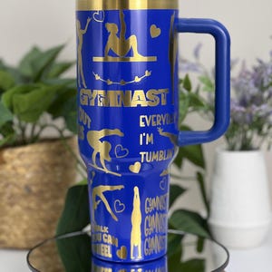 Gymnastics Gymnast Laser Engraved 40oz Tumbler with Handle Lid and Straw, Custom Engraved Seamless Tumbler, Double Wall Insulated Cup