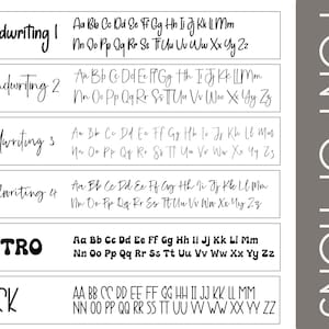 a collection of handwritten font styles and blocks, each with a unique design and size. The fonts vary in size and complexity, ranging from simple to more intricate. The image is not a single image but rather a collage of multiple images showcasing different font styles and blocks. The text in the image is not too long, and it focuses on the individual fonts and blocks rather than describing each one individually.