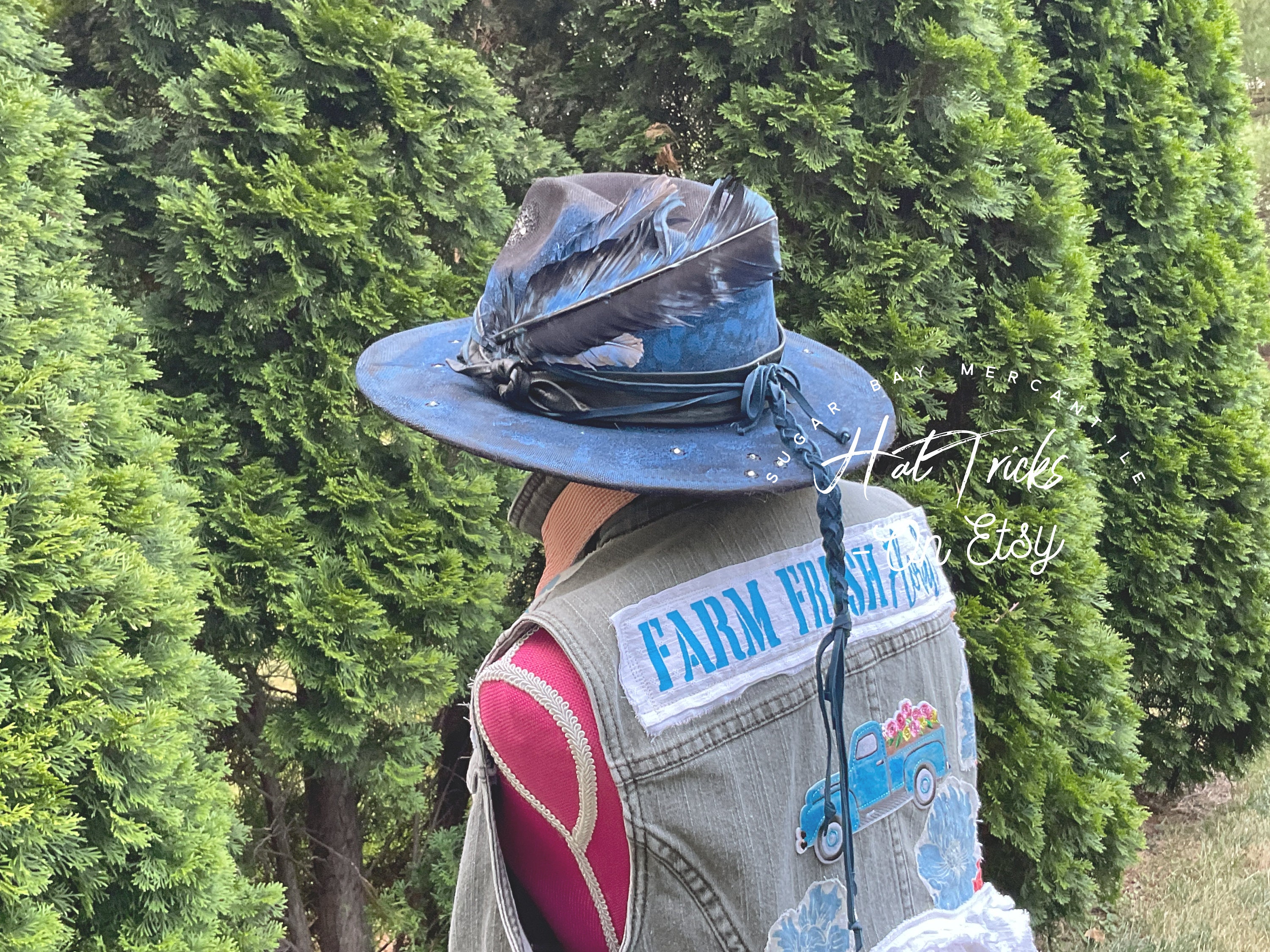 OOAK Hans paint cowgirl cowboy hat fishing rodeo Coachella festival Yellowstone Cattleman Yellowstone Felt Cowboy Western Hat main image 4