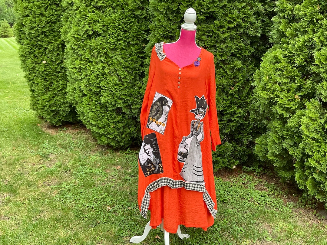 Iuka Rags OOAK Upcycled Dress SZ XL, Halloween, Dark Academia, Gothic