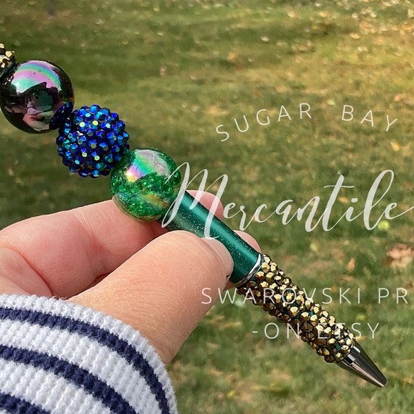 Dance of the Peacock -Beaded Custom Personalized Swarovski Crystal Bling Pen - Collectible- Journal Pen -Christmas Birthday or Office Gift