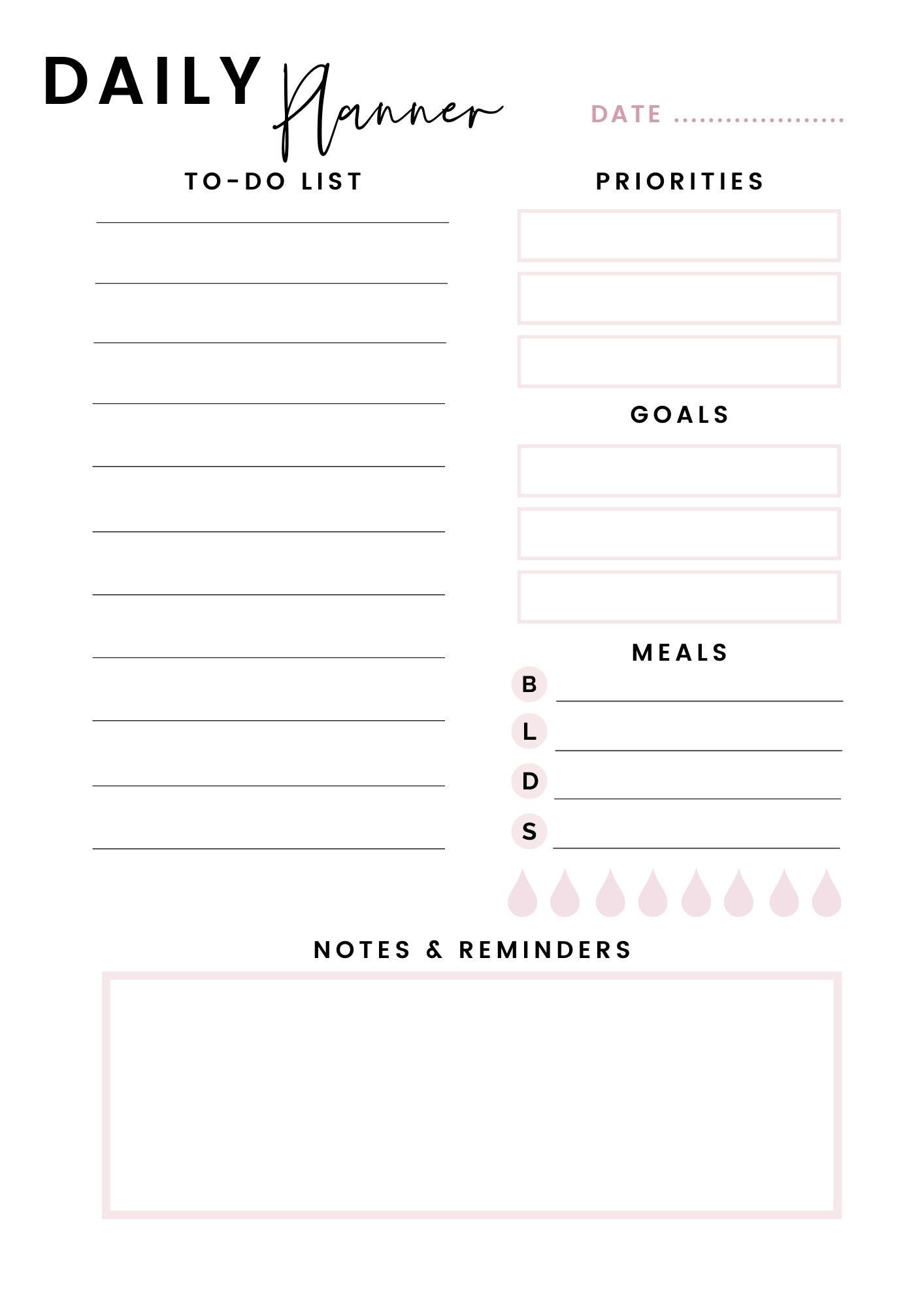 daily planner printable to do list print at home one page etsy