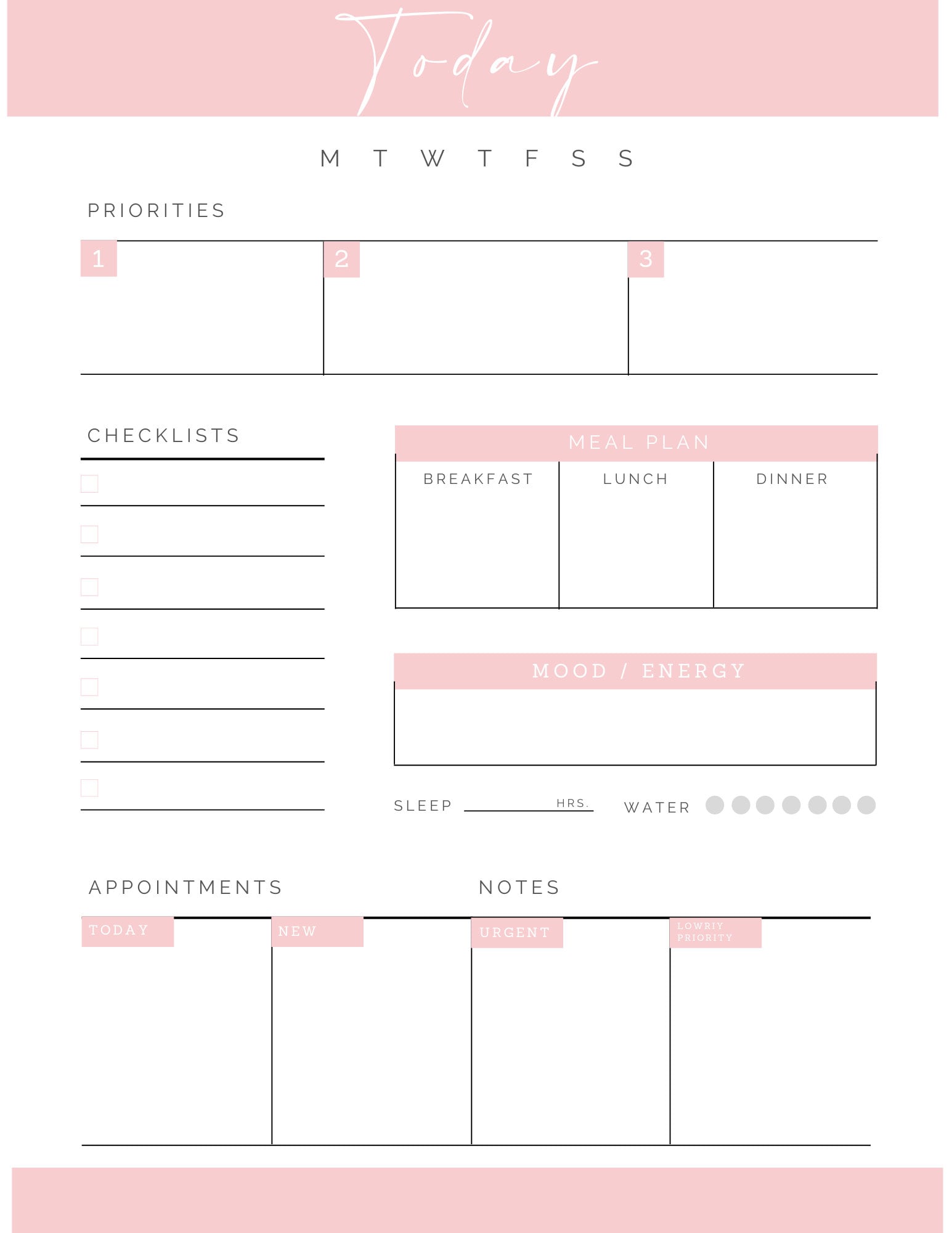 Daily Planner Printable to Do List Print at Home One Page | Etsy UK