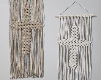 Handmade Macrame Cross - Boho Wall Hanging - Decor