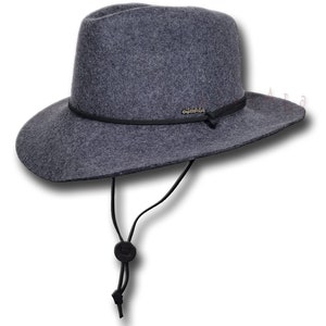 HAT oZtrALa Australian Wool Felt Hat Leather Chin-Strap Outback Cowboy Western Fedora Men Women Aussie Poet HW04 image 6