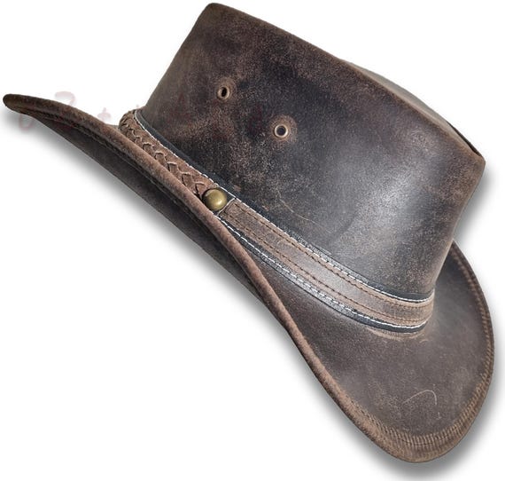 Leather HAT oZtrALa Australian Oiled Outback Aussie Western Cowboy Men Women Bush Man HAND MADE