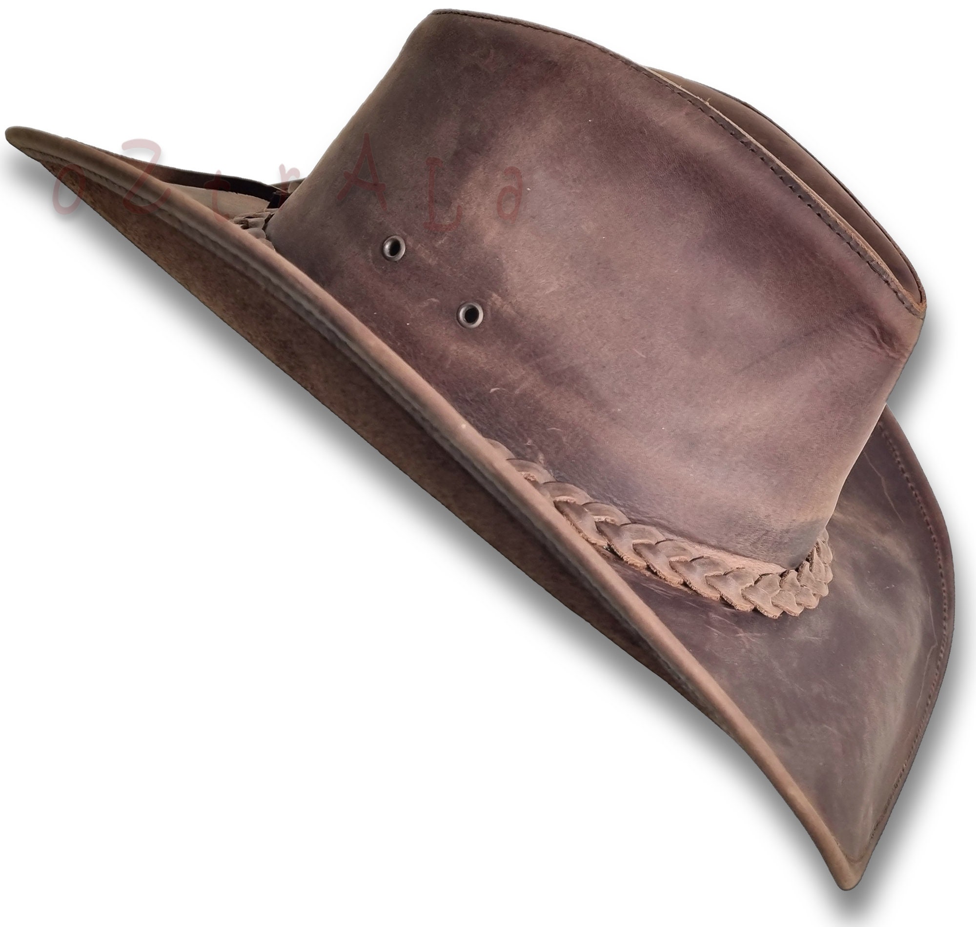 4685 Leather Cowboy Hat For Men Women Western Australian Outback Hat Australian Western Leather Outback Hat – Vintage Bush Cowboy  main image 4