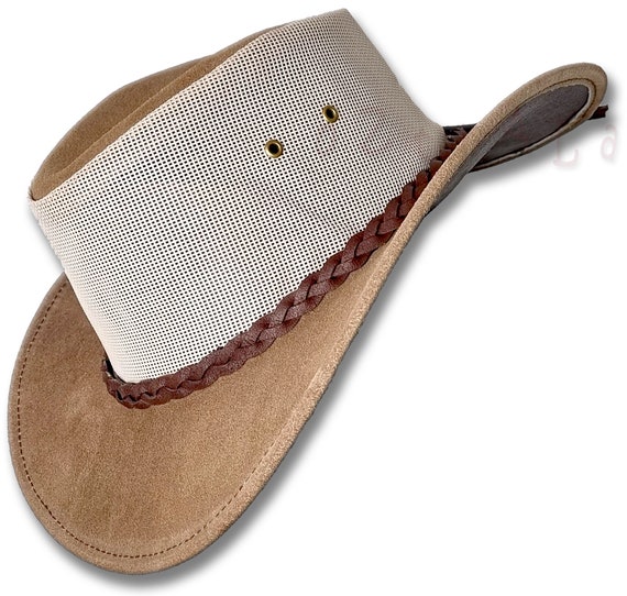 Hat oZtrALa HL34 Suede Leather Mesh Breezer Australian Outback Aussie Sun Western Cowboy Men Women Camping Fishing Golf Kalista Breeze