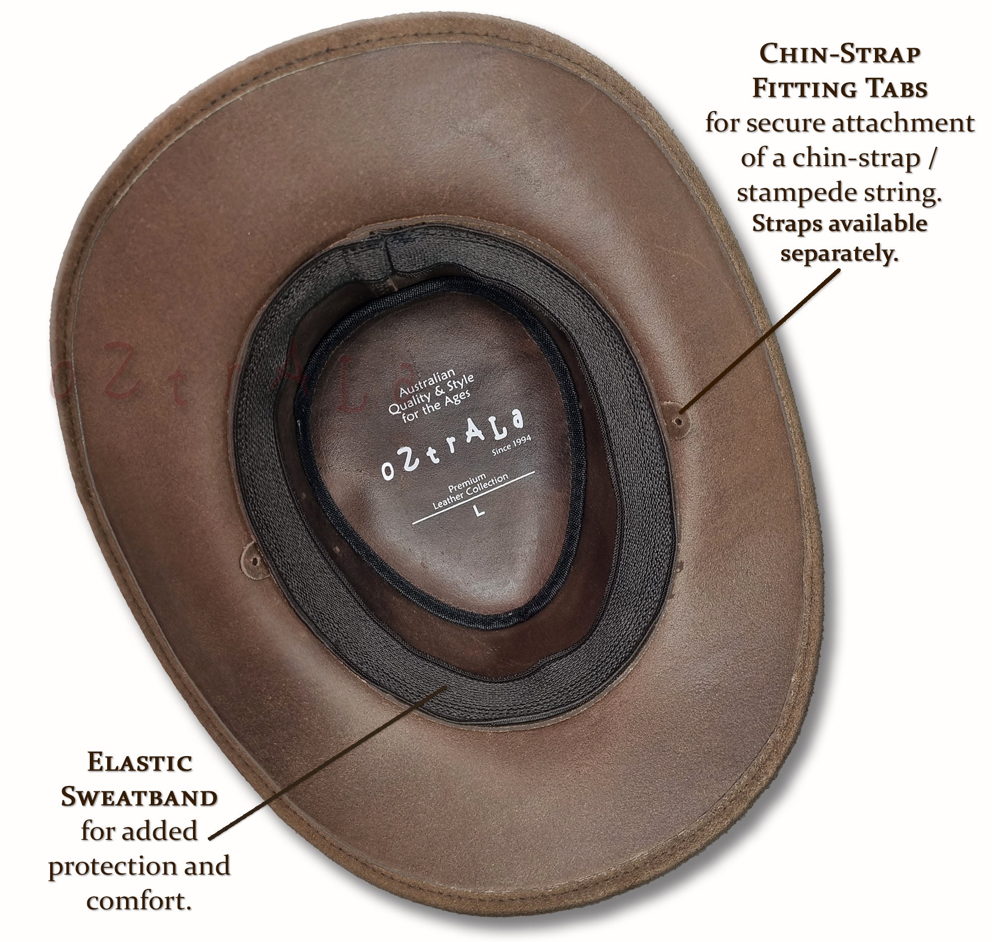 Cowboy Aussie Vera Pelle Cappello Australiano Marrone Western Outback - Foto 3