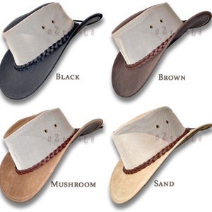 HAT oZtrALa HL34 Suede LEATHER Mesh Breezer Australian Outback Aussie Sun Western Cowboy Men Women Camping Fishing Golf Kalista Breeze