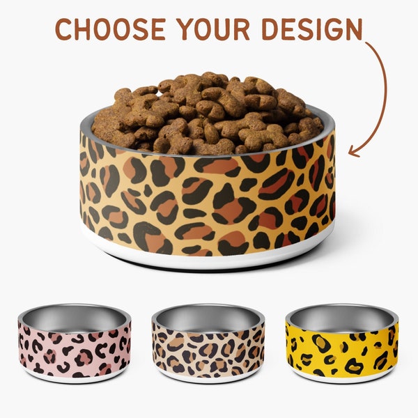 Leopard Print Dog & Cat Bowl - Gepersonaliseerd ontwerp - Schattig voerbakje voor huisdieren - Roestvrij staal - Antislip - Non Morsen