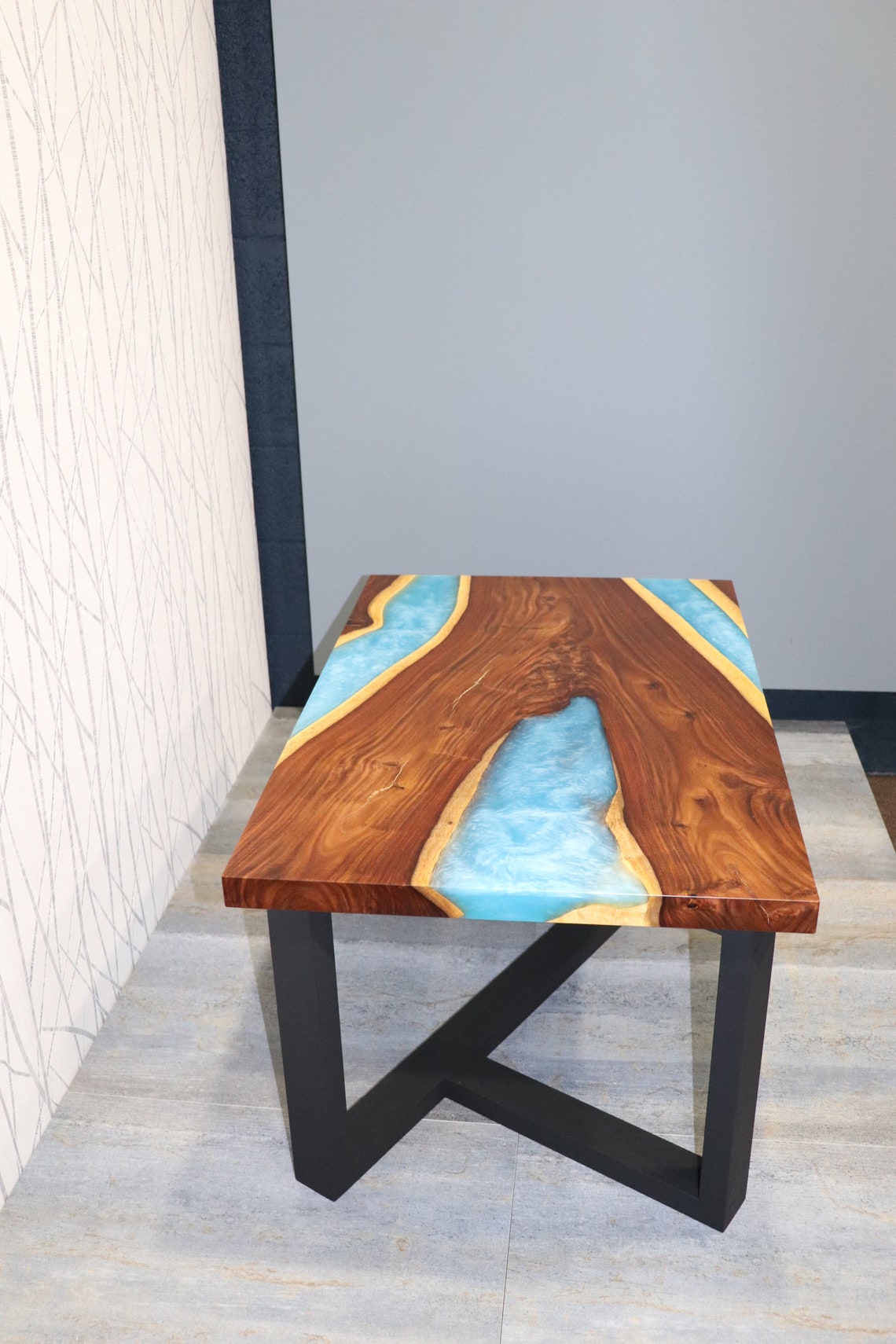 Epoxy coffee table handmade with rose wood and high quality Etsy