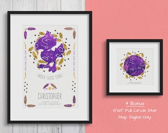 Custom Chocobo Star Map | FFXIV | Final Fantasy XIV | Personalized Star Map | Night Sky Print | Star Map Print | Poster | Wall Art | Gaming