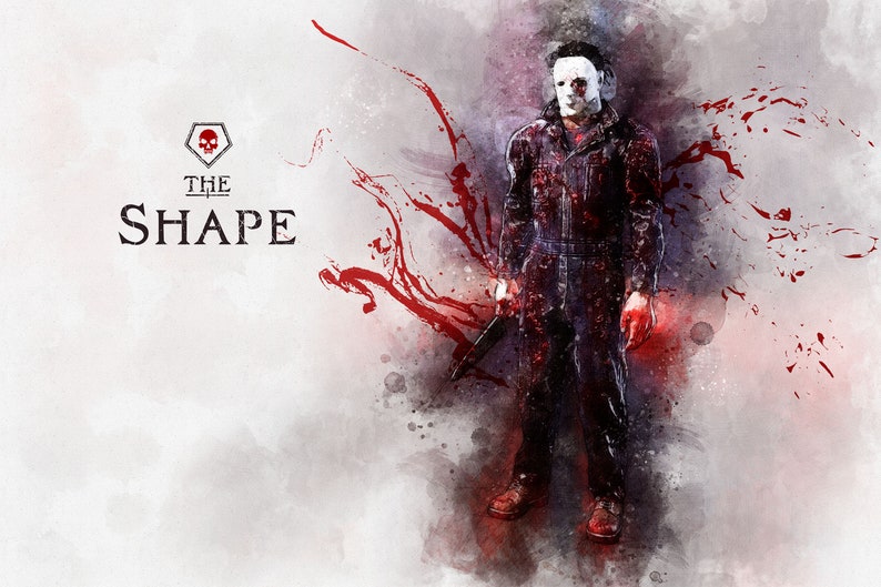 Michael myers the shape dbd watercolour art dead etsy