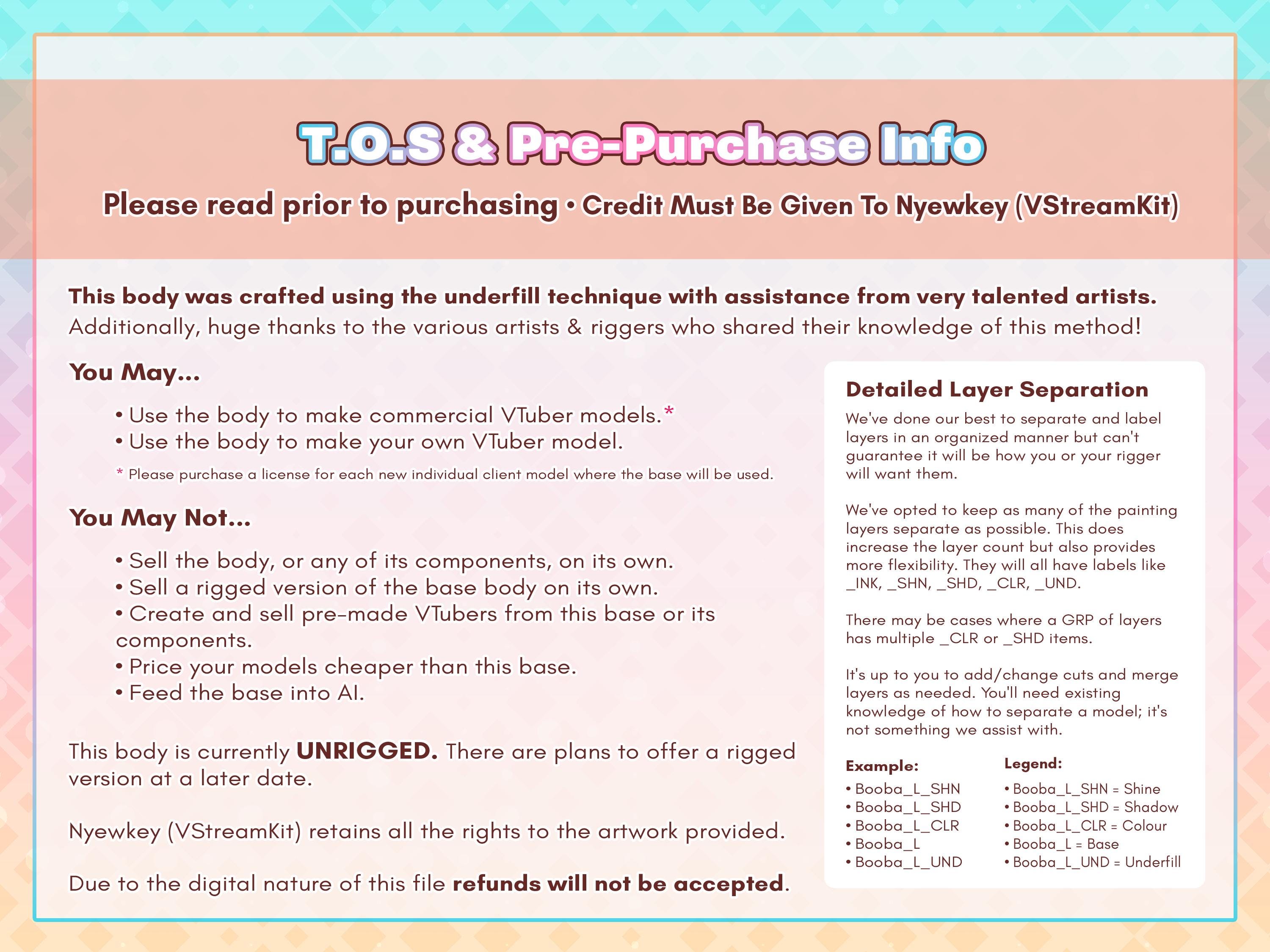 女性 VTuber ボディ ベース | アンダーフィル | リグなし Live2D モデル アセット | スキン レイヤーを分離したキャラクター  コンセプト | 既製の PSD テンプレート - Etsy 日本