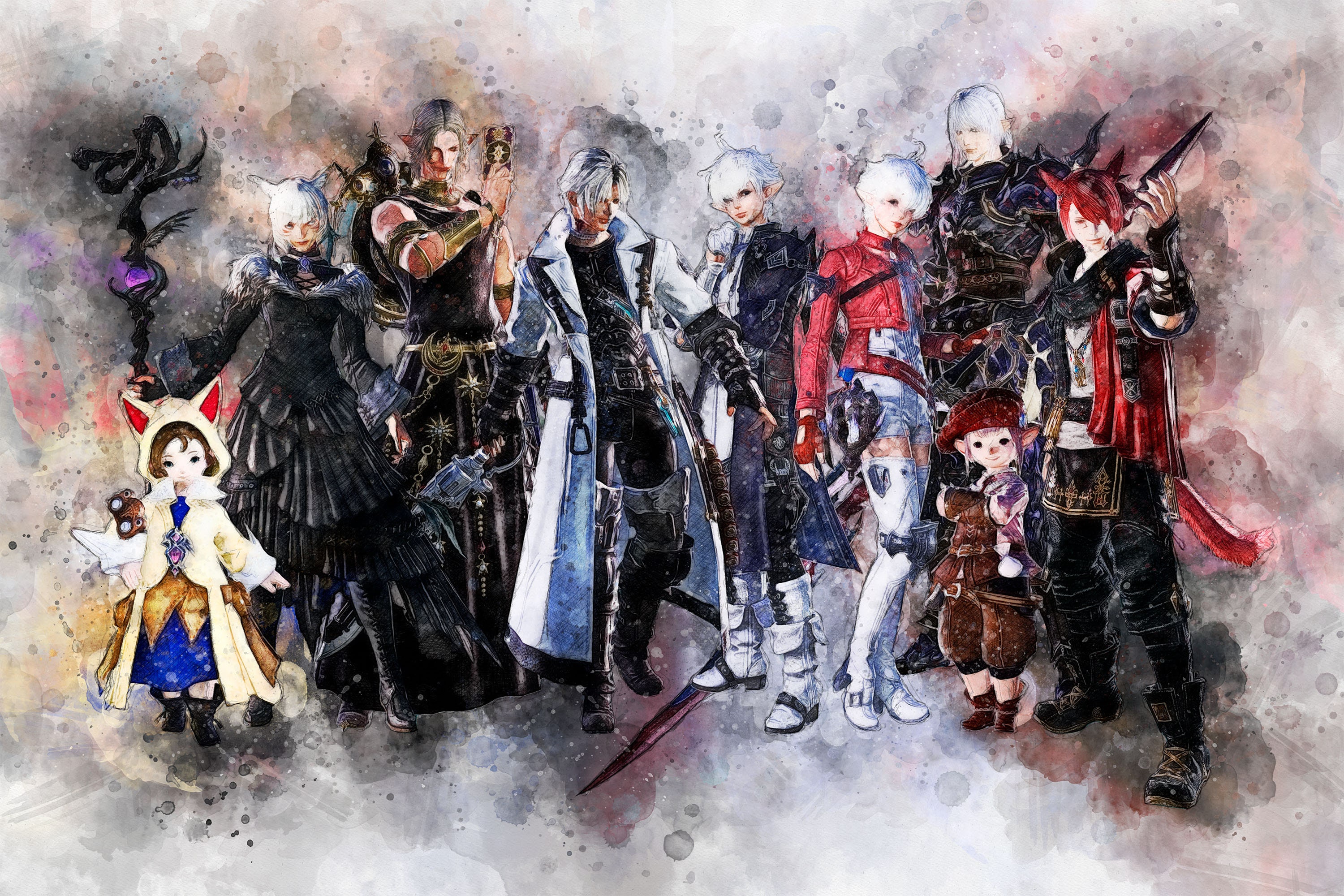 Scions FFXIV Watercolour Art | Final Fantasy XIV | Endwalker