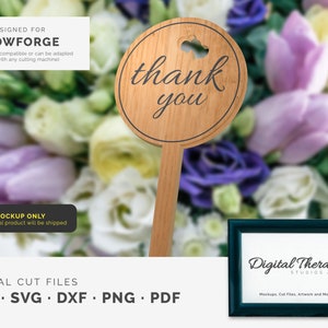 Merci Marker - Glowforge, Cut File, Cricut, Joy, cnc, Thank You SVG, Floral Marker SVG, Bouquet Marker SVG, Plant Marker svg