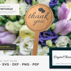 Merci Marker - Glowforge, Cut File, Cricut, Joy, cnc, Thank You SVG, Floral Marker SVG, Bouquet Marker SVG, Plant Marker svg
