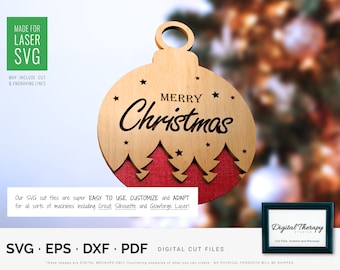 Christmas Wood Ornament – SVG Cut File, Glowforge, Cricut, Silhouette, cnc, Christmas SVG, Ornament SVG Christmas Tree svg, Wood svg