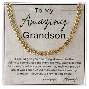 My Love For You - Gift for My Grandson - Linked Chain Necklace - From Grandma, Grandpa - Christmas, Birthday Present, Graduation Gifts