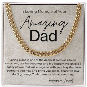 In Loving Memory - Sorry for the Loss of Your Dad - Sympathy Gift for Son - Cuban Linked Chain - Father Remembrance, Memorial, Bereavement
