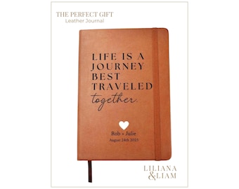 Personalized Vegan Leather Journal - Couples Gift - 'Traveled Together'