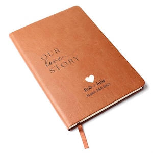 Personalized Leather Journal - Our Love Story - Custom Leather Notebook For The One You Love - Wedding or Anniversary Gift For Couples - Lov