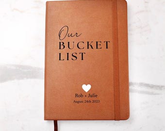 Personalized Leather Journal – Our Bucket List Gift for Couples, Wedding Anniversary Notebook