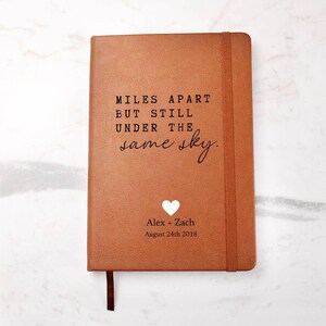 Personalized Leather Journal - Same Sky - Custom Leather Notebook For Long Distance Relationships - Wedding or Anniversary Gift - Love Lette