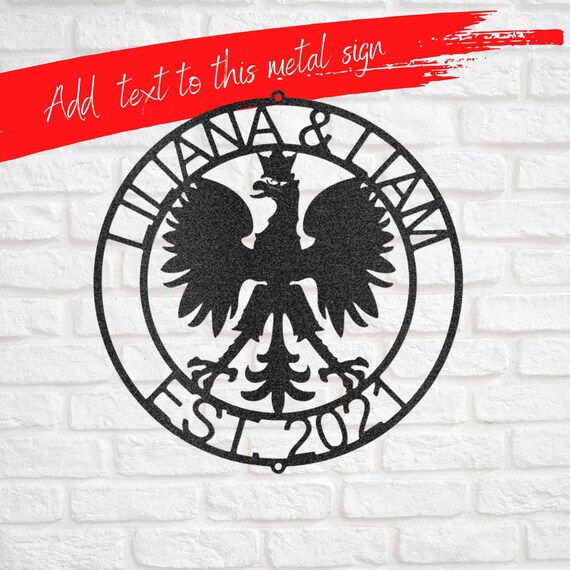 Personalized Round Polish Eagle Metal Sign Coat of Arms of Etsy