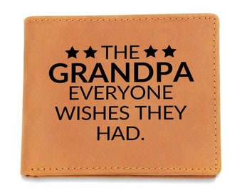 Regalo para el abuelo - Todo el mundo lo desea - Cartera de cuero plegable personalizada para hombre - Gran regalo de Navidad o idea de regalo de cumpleaños