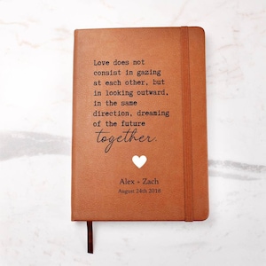 Personalized Leather Journal - Looking Outward Together - Custom Leather Notebook For The One You Love - Wedding or Anniversary Gift - Love