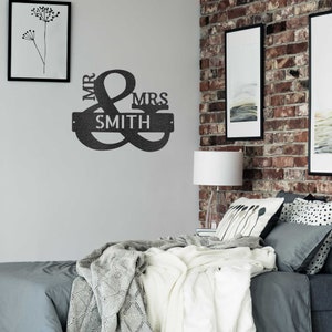 Personalized Mr. and Mrs. Monogram, Bold, Family Name Sign, Metal Wall Decor, Housewarming Gift, Metal Monogram Sign, Wedding Gift,