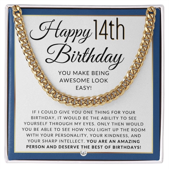 14th Birthday Gift for Him Chain Necklace for 14 Year Old Young